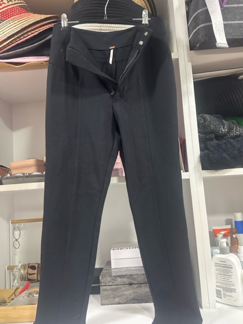 Free People Black Slim Fit Pants High Rise Front Seam Size 8 . - Picture 3 of 4